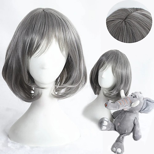 

Cosplay Wig Lolita Straight Cosplay Halloween Bob With Bangs Wig Short Grey Synthetic Hair 12 inch Women's Anime Fashionable Design Cosplay Gray