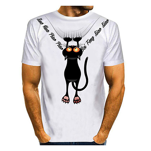 

Men's T shirt Cartoon Graphic Letter Print Short Sleeve Daily Tops Basic White