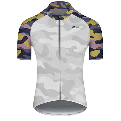 

21Grams Men's Short Sleeve Cycling Jersey OrangeWhite Camo / Camouflage Bike Top Mountain Bike MTB Road Bike Cycling Breathable Sports Clothing Apparel / Micro-elastic