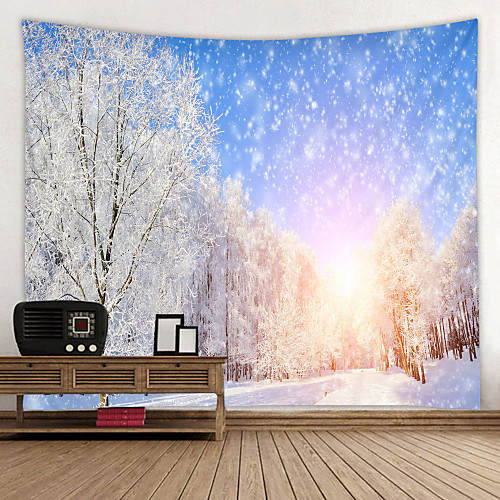 

Beautiful Snow Scene Digital Printed Tapestry Decor Wall Art Tablecloths Bedspread Picnic Blanket Beach Throw Tapestries Colorful Bedroom Hall Dorm Living Room Hanging