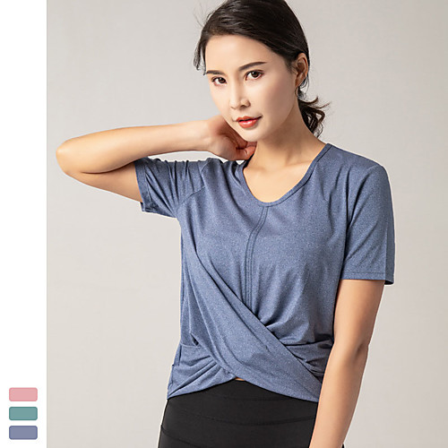 

Women's Crop Top Fashion Blue Pink Green Yoga Fitness Running Top Short Sleeve Sport Activewear Quick Dry Breathable Comfortable Stretchy