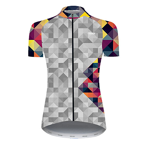 

21Grams Women's Short Sleeve Cycling Jersey GrayWhite Bike Top Mountain Bike MTB Road Bike Cycling Breathable Sports Clothing Apparel / Micro-elastic