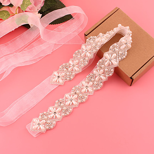 

Satin / Tulle Wedding / Party / Evening Sash With Imitation Pearl / Belt / Appliques Women's Sashes