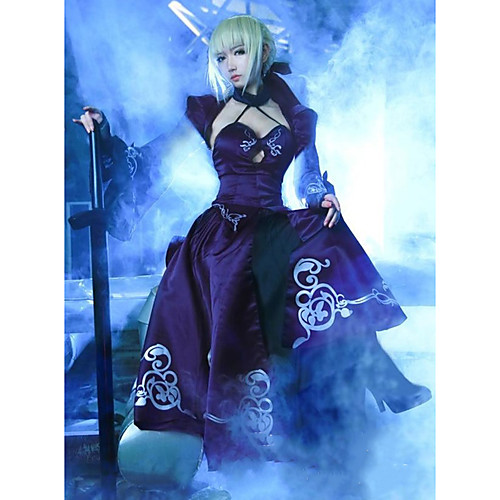 

Inspired by Fate stay night Saber Anime Cosplay Costumes Japanese Outfits Top Dress Shawl For Women's / Bow / Sleeves / Necklace