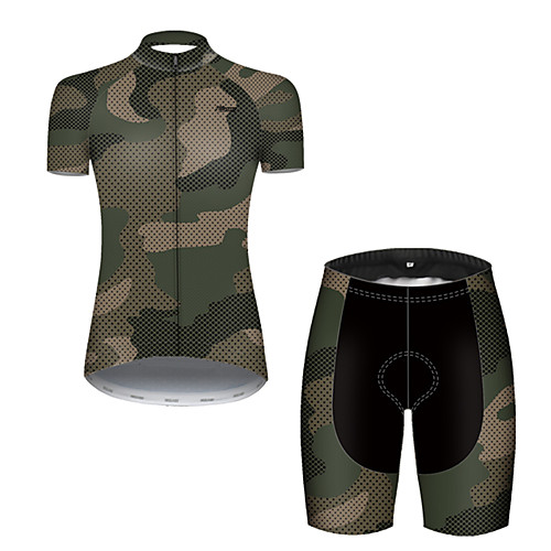 

21Grams Women's Short Sleeve Cycling Jersey with Shorts Camouflage Camo / Camouflage Bike Breathable Sports Patterned Mountain Bike MTB Road Bike Cycling Clothing Apparel / Stretchy