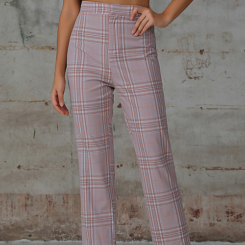

Women's Basic Daily Work Slim Dress Pants Pants - Striped Classic Comfort Blushing Pink XS / S / L