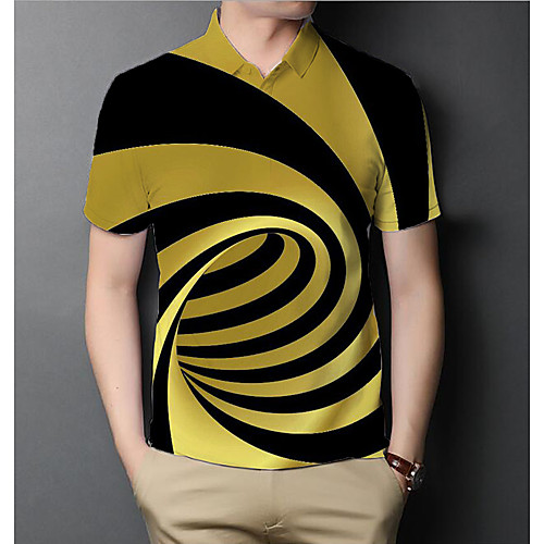 

Men's Graphic 3D Print Polo Basic Elegant Daily Going out Yellow