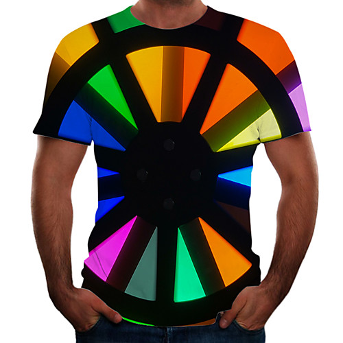 

Men's Color Block Graphic Print T-shirt Basic Exaggerated Daily Weekend Rainbow