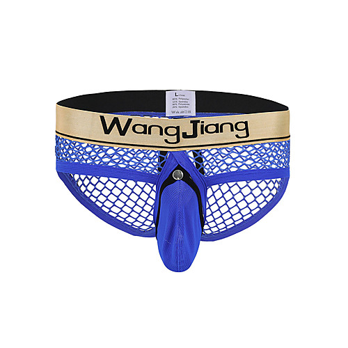 

Men's Cut Out / Mesh Briefs Underwear - Normal Low Waist White Black Blue S M L