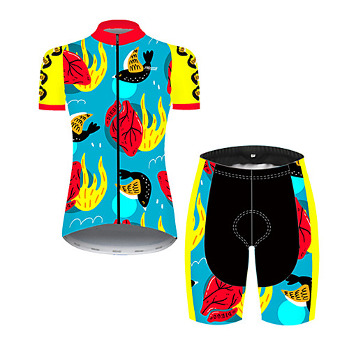 

21Grams Women's Short Sleeve Cycling Jersey with Shorts Nylon Polyester BlueYellow Novelty Bird Funny Bike Clothing Suit Breathable 3D Pad Quick Dry Ultraviolet Resistant Reflective Strips Sports