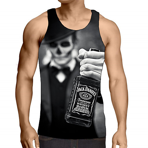 

Men's Graphic Skull Print Tank Top Street chic Exaggerated Daily Going out Rainbow
