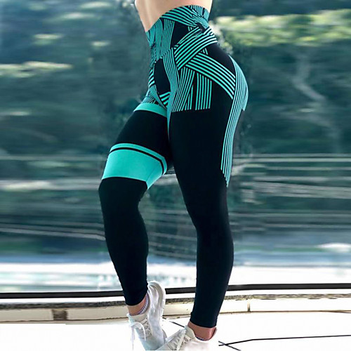 

Women's High Waist Yoga Pants Leggings Tummy Control Butt Lift Quick Dry Black / White Rainbow Fitness Gym Workout Running Winter Sports Activewear High Elasticity Skinny