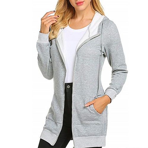 

Women's Hoodie Solid Colored Basic Black Light gray S M L XL XXL