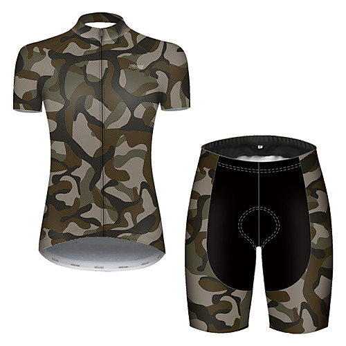 

21Grams Women's Short Sleeve Cycling Jersey with Shorts Nylon Polyester Camouflage Patchwork Camo / Camouflage Bike Clothing Suit Breathable 3D Pad Quick Dry Ultraviolet Resistant Reflective Strips