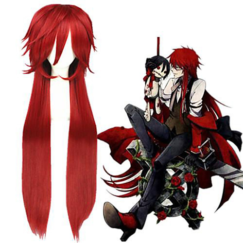

Cosplay Costume Wig Cosplay Wig Grell Sutcliff Black Butler Straight Cosplay With Bangs Wig Burgundy Long Very Long Burgundy Synthetic Hair 40 inch Men's Anime Cosplay Best Quality Burgundy