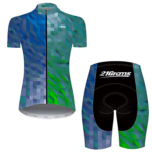 

21Grams Women's Short Sleeve Cycling Jersey with Shorts Nylon Black / Blue Patchwork Gradient 3D Bike Quick Dry Breathable Sports Patchwork Mountain Bike MTB Road Bike Cycling Clothing Apparel
