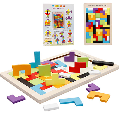 

Montessori Teaching Tool Tetris Building Blocks Wooden Puzzle Building Bricks 1 pcs Novelty Education Building Toys Boys' Girls' Toy Gift