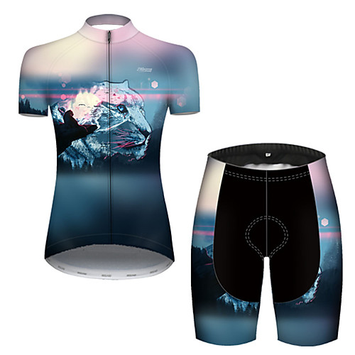 

21Grams Women's Short Sleeve Cycling Jersey with Shorts Blue Animal Bike Breathable Sports Patterned Mountain Bike MTB Road Bike Cycling Clothing Apparel / Stretchy