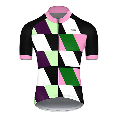 

21Grams Men's Short Sleeve Cycling Jersey Nylon Polyester Black / White Plaid / Checkered Funny Bike Jersey Top Mountain Bike MTB Road Bike Cycling Breathable Quick Dry Ultraviolet Resistant Sports