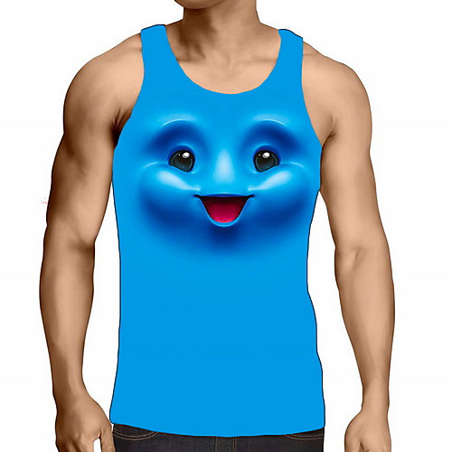 

Men's Graphic Print Tank Top Daily Blue