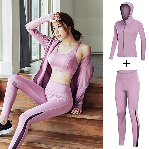 

Women's Thumbhole Mesh Mesh Tracksuit Activewear Set Workout Outfits 2pcs Hooded Running Fitness Jogging Breathable Quick Dry Moisture Wicking Sportswear Athletic Clothing Set Long Sleeve Activewear