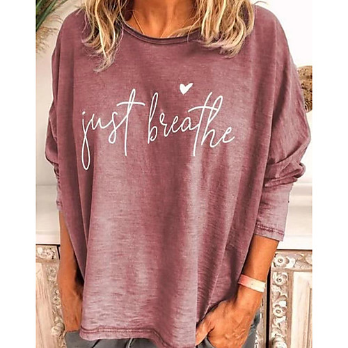 

Women's Letter Loose T-shirt - Cotton Daily White / Blue / Blushing Pink / Gray