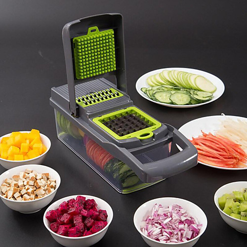 

Food Chopper Vegetable-Fruit-Cheese-Onion Chopper Slicer Dicer Tomato Grater 12 in 1 Veggie Chopper Spiralizer Salad Potato Slicer with Container Multi-function Kitchen Aid Carrot Cutter