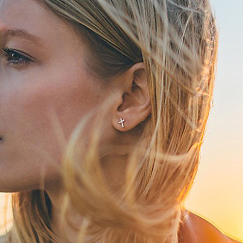 

Women's Stud Earrings Cross Stylish Classic Elegant Fashion Modern Silver Earrings Jewelry Rose Gold / Gold / Silver For Birthday Gift Date Vacation Beach