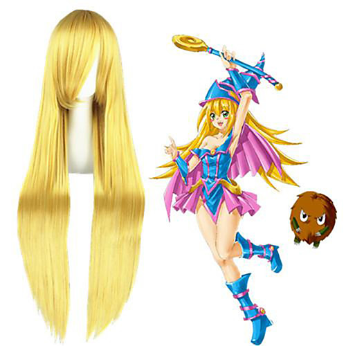 

Cosplay Costume Wig Cosplay Wig Dark Magician Girl Yuri on Ice Straight Cosplay Asymmetrical With Bangs Wig Very Long Blonde Synthetic Hair 40 inch Women's Anime Cosplay Classic Blonde