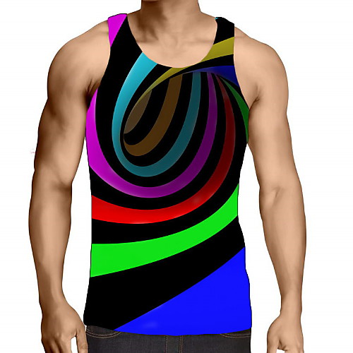 

Men's Rainbow Graphic Print Tank Top Daily Rainbow