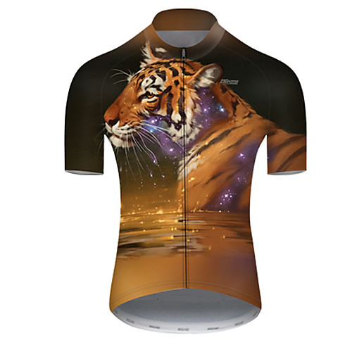 

21Grams Men's Short Sleeve Cycling Jersey Black / Yellow Animal Bike Top Mountain Bike MTB Road Bike Cycling Breathable Sports Clothing Apparel / Micro-elastic