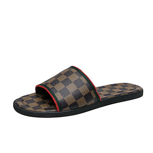 

Men's Summer / Fall Classic / Casual Beach Home Slippers & Flip-Flops Leather Non-slipping Wear Proof Black / Brown