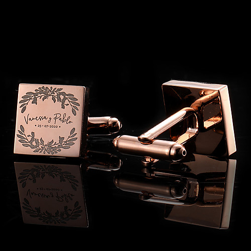 

Personalized Customized Men's Cufflink Set Geometrical Geometric 1pc / pack Golden Rose Gold Black
