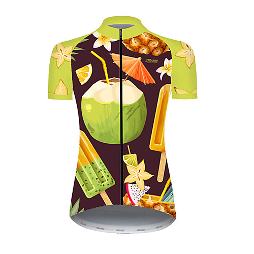 

21Grams Women's Short Sleeve Cycling Jersey Nylon Polyester Green / Yellow Fruit Coconut Bike Jersey Top Mountain Bike MTB Road Bike Cycling Breathable Quick Dry Ultraviolet Resistant Sports Clothing