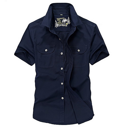 

Men's Solid Colored Print Shirt Daily Army Green / Khaki / Navy Blue