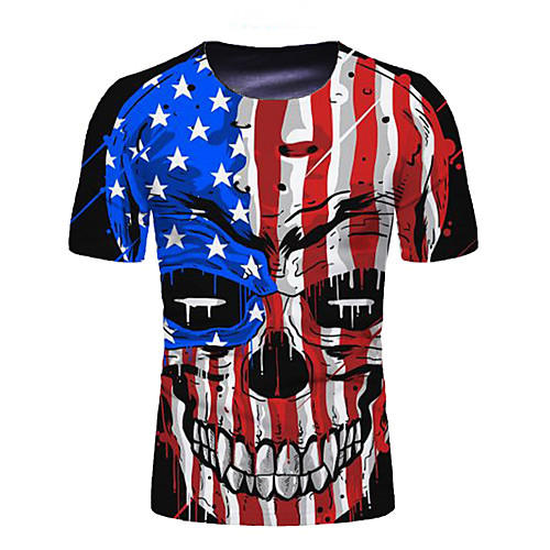 

Men's T shirt Graphic National Flag Print Short Sleeve Daily Tops Rainbow