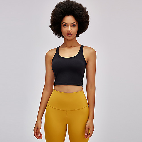 

Women's Padded Tank Top Medium Support Racerback Removable Pad Fashion White Black Yellow Pink Gray Nylon Yoga Running Fitness Vest / Gilet Sport Activewear Breathable Comfort Quick Dry Freedom