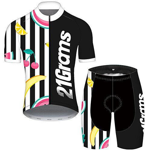 

21Grams Men's Short Sleeve Cycling Jersey with Shorts Nylon Polyester Black / White Fruit Watermelon Banana Bike Clothing Suit Breathable 3D Pad Quick Dry Ultraviolet Resistant Reflective Strips