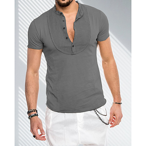 

Men's Solid Colored T-shirt Sexy Daily Black / Army Green / Khaki / Gray