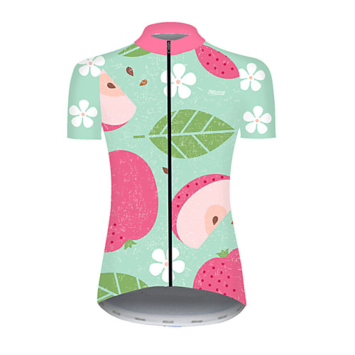 

21Grams Women's Short Sleeve Cycling Jersey Nylon PinkGreen Floral Botanical Fruit Bike Jersey Top Mountain Bike MTB Road Bike Cycling Breathable Quick Dry Sports Clothing Apparel / Micro-elastic