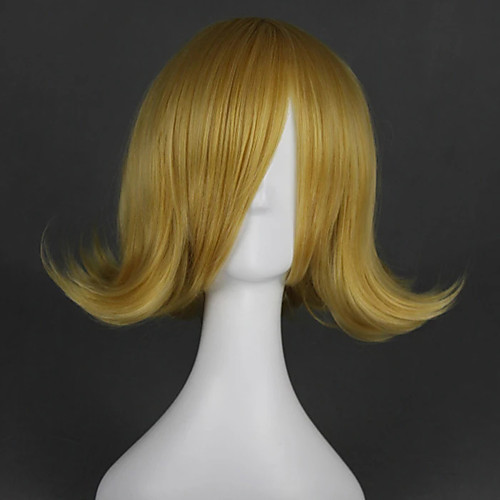

Cosplay Wig Lin Vocaloid Curly Cosplay Asymmetrical Wig Short Blonde Synthetic Hair 16 inch Women's Anime Cosplay New Design Blonde