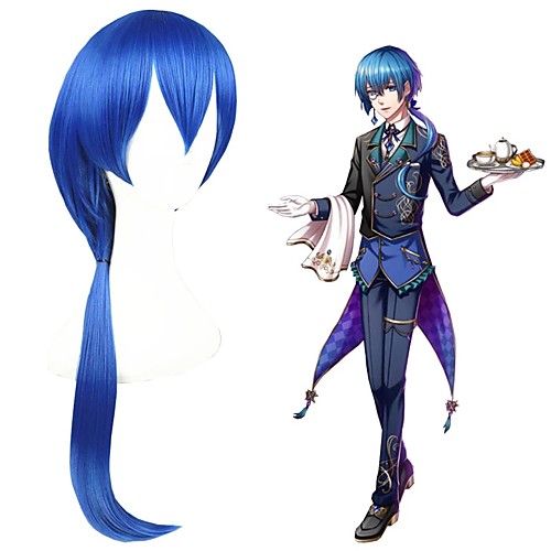 

Cosplay Wig Seyi 100 Sleeping Princes Straight Cosplay Halloween With Bangs With Ponytail Wig Long Blue Synthetic Hair 25 inch Women's Anime Cosplay Romantic Blue