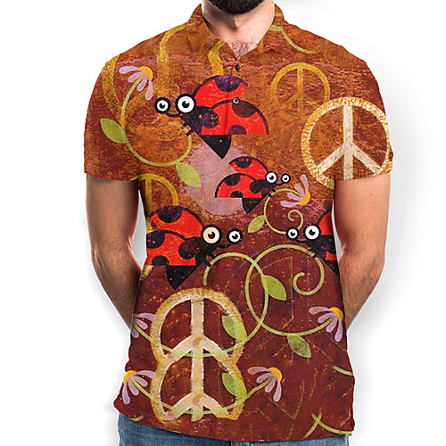 

Men's Graphic Animal Print Polo Basic Daily Brown