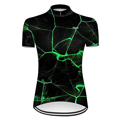 

21Grams Women's Short Sleeve Cycling Jersey Nylon Polyester Black / Green 3D Lightning Gradient Bike Jersey Top Mountain Bike MTB Road Bike Cycling Breathable Quick Dry Ultraviolet Resistant Sports