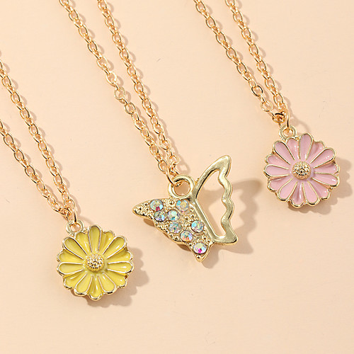 

Women's Pendant Necklace Necklace Classic Butterfly Daisy Rustic Elegant Trendy Fashion Chrome Gold 45.5 cm Necklace Jewelry 3pcs For Party Evening Street Birthday Party Beach Festival