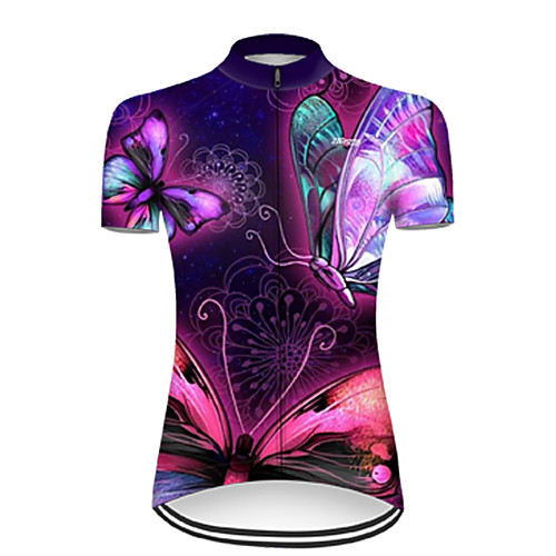 

21Grams Women's Short Sleeve Cycling Jersey Fuchsia Butterfly Bike Top Mountain Bike MTB Road Bike Cycling Breathable Sports Clothing Apparel / Micro-elastic