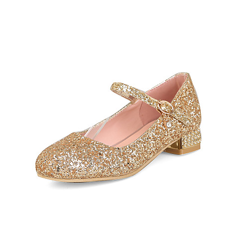 

Girls' Flower Girl Shoes PU Heels Stiletto Heels Big Kids(7years ) Sparkling Glitter / Buckle Gold / Silver Spring / Party & Evening