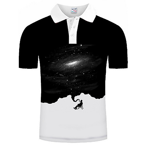 

Men's Graphic Print Polo Daily Black