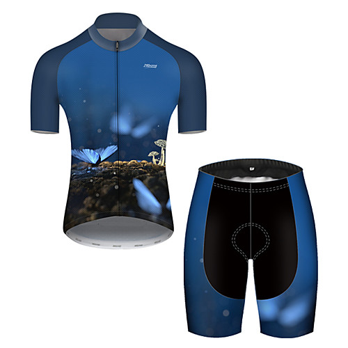 

21Grams Men's Short Sleeve Cycling Jersey with Shorts Nylon Black / Blue Butterfly Bike Quick Dry Breathable Sports Butterfly Mountain Bike MTB Road Bike Cycling Clothing Apparel / Stretchy