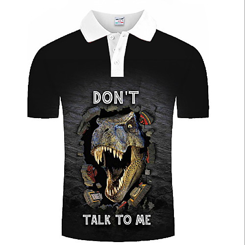 

Men's Graphic Animal Dragon Print Polo Daily Black